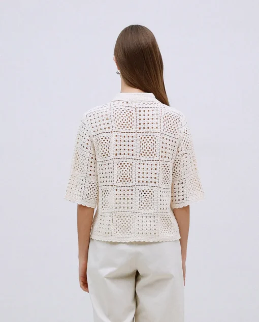 YERSE Cárdigan crochet crudo Fashion