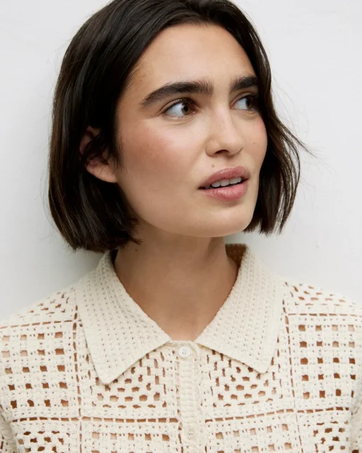 YERSE Cárdigan crochet crudo Fashion