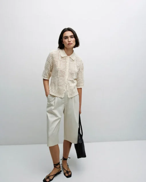 YERSE Cárdigan crochet crudo Fashion
