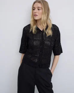 YERSE Cárdigan crochet negro New