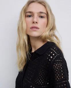 YERSE Cárdigan crochet negro New