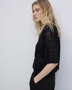 YERSE Cárdigan crochet negro New