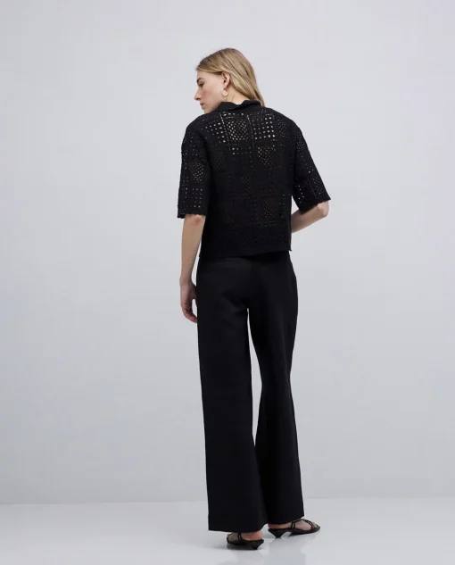 YERSE Cárdigan crochet negro New
