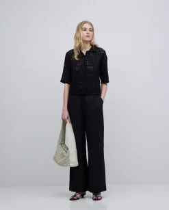YERSE Cárdigan crochet negro New