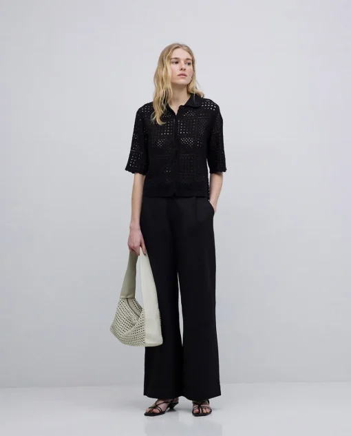 YERSE Cárdigan crochet negro New