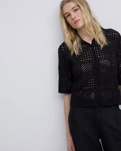 YERSE Cárdigan crochet negro New