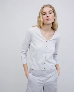 YERSE Cárdigan escote pico gris Fashion