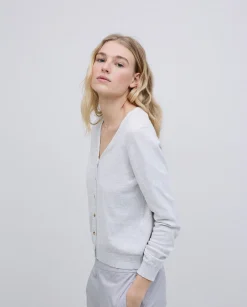 YERSE Cárdigan escote pico gris Fashion