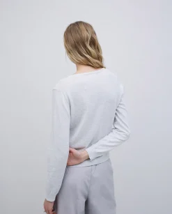 YERSE Cárdigan escote pico gris Fashion