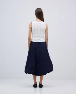 YERSE Falda Globo popelín azul oscuro Best