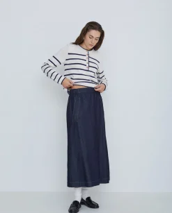 YERSE Falda maxi denim azul oscuro New