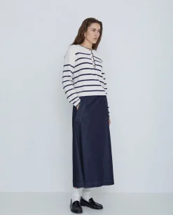 YERSE Falda maxi denim azul oscuro New