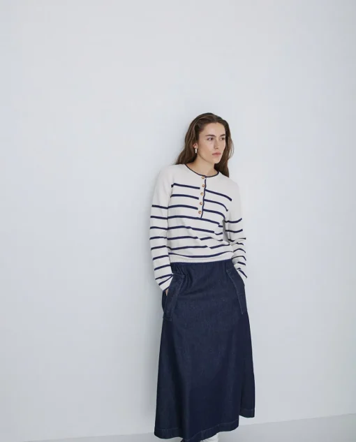 YERSE Falda maxi denim azul oscuro New