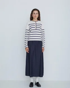 YERSE Falda maxi denim azul oscuro New