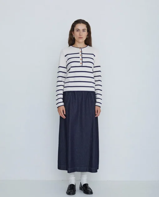 YERSE Falda maxi denim azul oscuro New