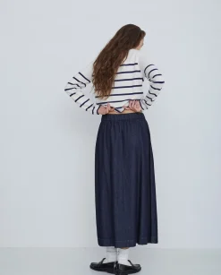 YERSE Falda maxi denim azul oscuro New