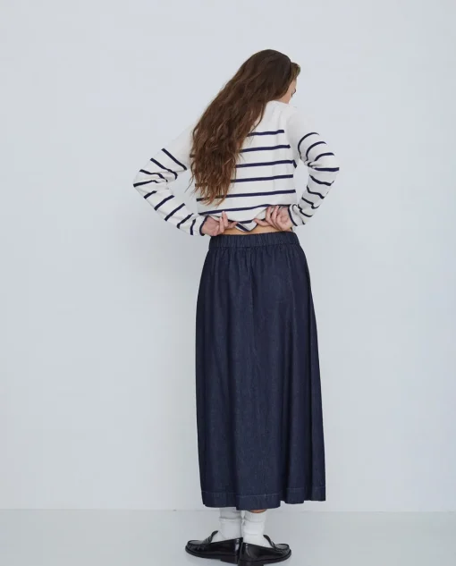 YERSE Falda maxi denim azul oscuro New