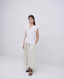 YERSE Falda midi 100% lino crudo Online