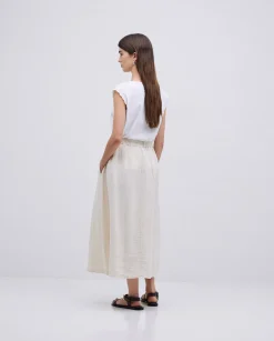 YERSE Falda midi 100% lino crudo Online