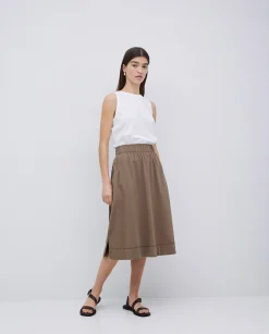 YERSE Falda midi de punto algodón caqui Fashion