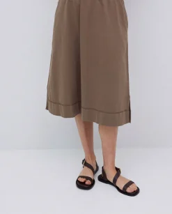 YERSE Falda midi de punto algodón caqui Fashion