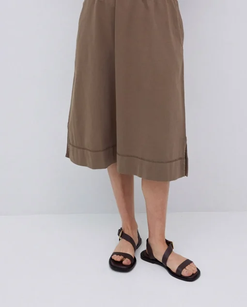 YERSE Falda midi de punto algodón caqui Fashion