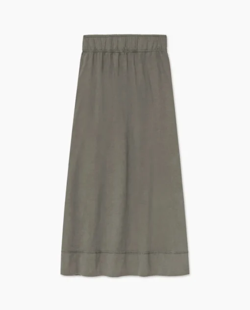 YERSE Falda midi de punto algodón caqui Fashion