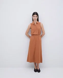YERSE Falda midi flamé de algodón terracota Discount