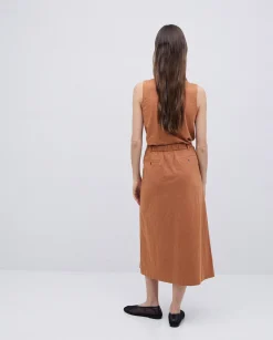 YERSE Falda midi flamé de algodón terracota Discount