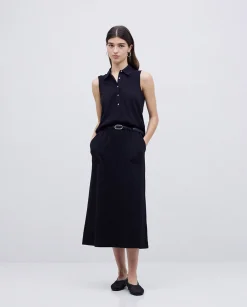 YERSE Falda midi flamé de algodón negro Online