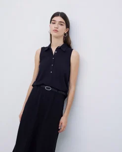 YERSE Falda midi flamé de algodón negro Online