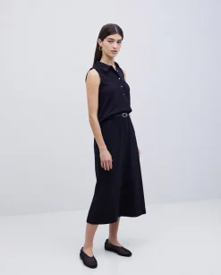 YERSE Falda midi flamé de algodón negro Online