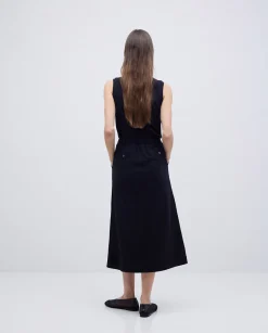 YERSE Falda midi flamé de algodón negro Online