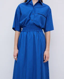 YERSE Falda midi rayas azul oscuro Fashion