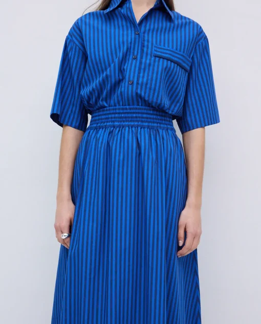 YERSE Falda midi rayas azul oscuro Fashion