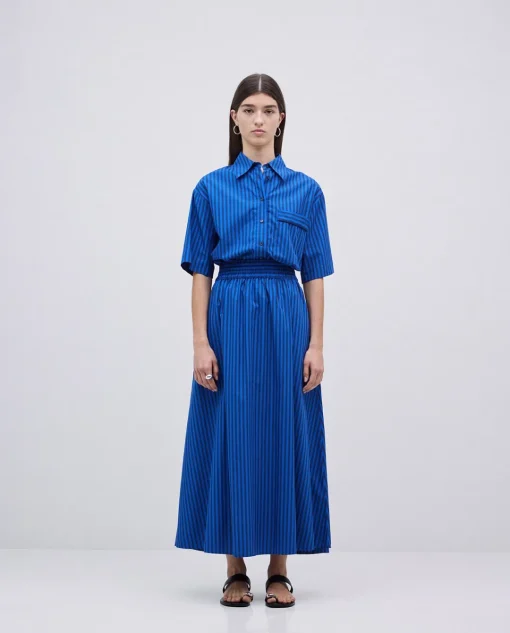 YERSE Falda midi rayas azul oscuro Fashion