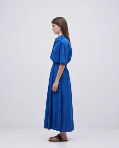 YERSE Falda midi rayas azul oscuro Fashion