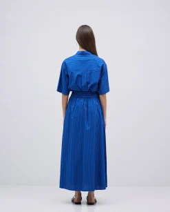 YERSE Falda midi rayas azul oscuro Fashion