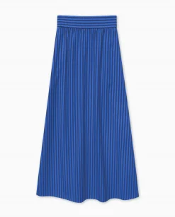 YERSE Falda midi rayas azul oscuro Fashion