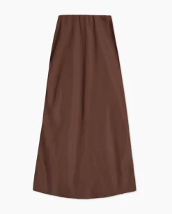 YERSE Falda midi tencel chocolate Outlet
