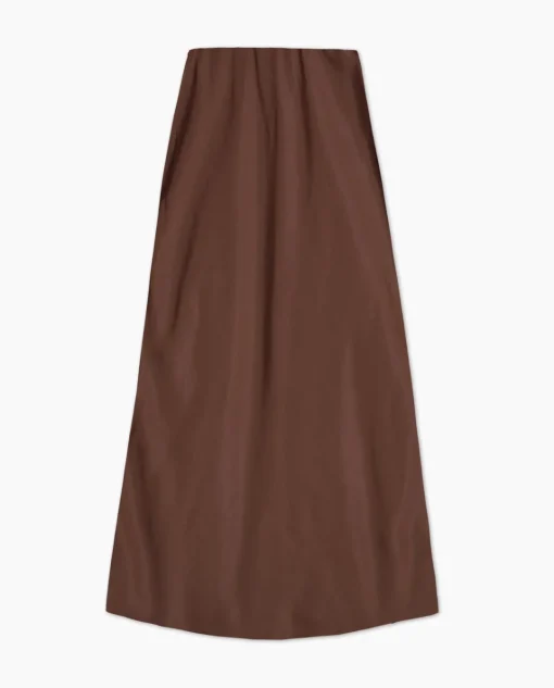 YERSE Falda midi tencel chocolate Outlet