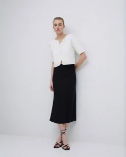 YERSE Falda midi tencel negro Sale