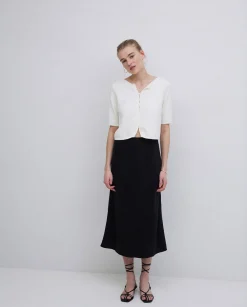 YERSE Falda midi tencel negro Sale