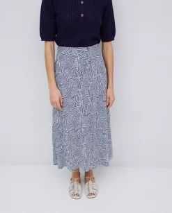 YERSE Falda midi viscosa azul Hot