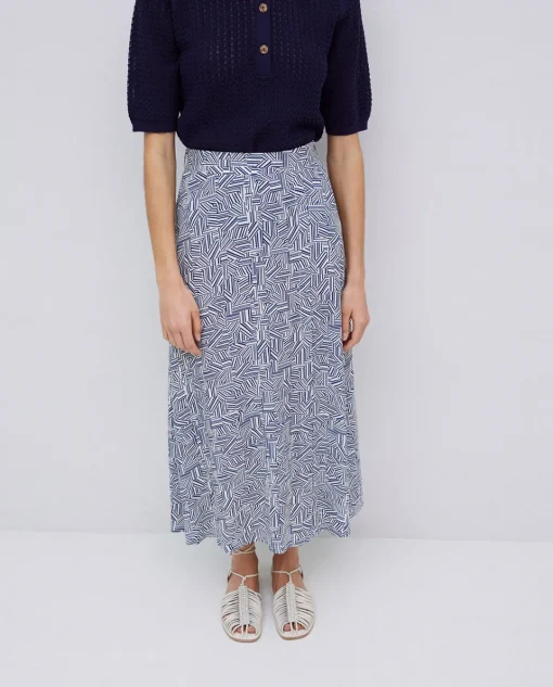 YERSE Falda midi viscosa azul Hot