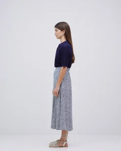 YERSE Falda midi viscosa azul Hot