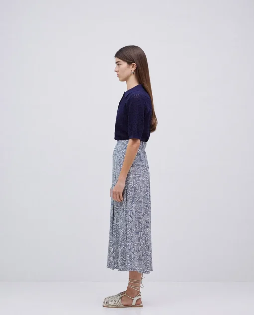 YERSE Falda midi viscosa azul Hot