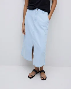 YERSE Falda tejana midi azul índigo Clearance