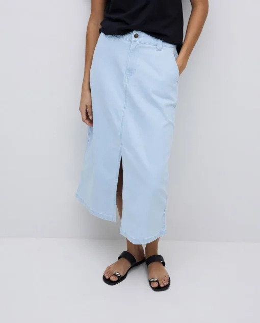 YERSE Falda tejana midi azul índigo Clearance