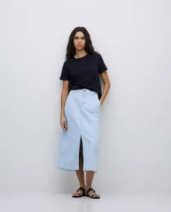 YERSE Falda tejana midi azul índigo Clearance